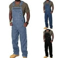 thumbnail image 1 of Jinhomg Big and Tall Jumpsuits for Men Baggy Comfy Adjustable Straps Denim Overalls 5Xl Straight Leg Bib Pants Male Vintage Washed Workwear with Pocket Dark Blue L, 1 of 7