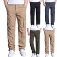 thumbnail image 1 of Jinhomg Big and Tall Work Pants for Men Relaxed Fit Elastic Waist Cotton Cargo Pants Casual Loose Full Length Outdoor Pants with Pockets Seasonal Sale Black M, 1 of 9