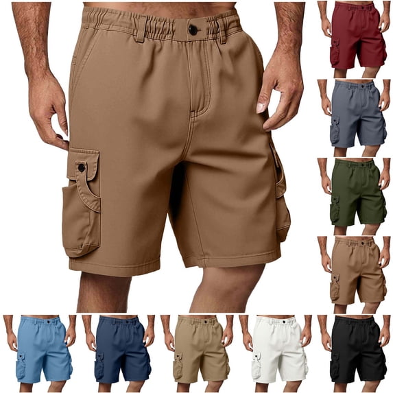 Jinhomg Big and Tall Cargo Shorts for Men Relaxed Fit Non-Iron Workout Shorts Moisture Wicking Quick Dry Work Short with Multi-Pockets Army Green,M