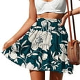 thumbnail image 1 of Jinhomg Boho Beach Skirts for Women 2025 Trendy Floral Print Mini Skirts Flowy Swing High Waist Tiered Skirts Cute Summer Vacation Skirts Green XXXL, 1 of 6