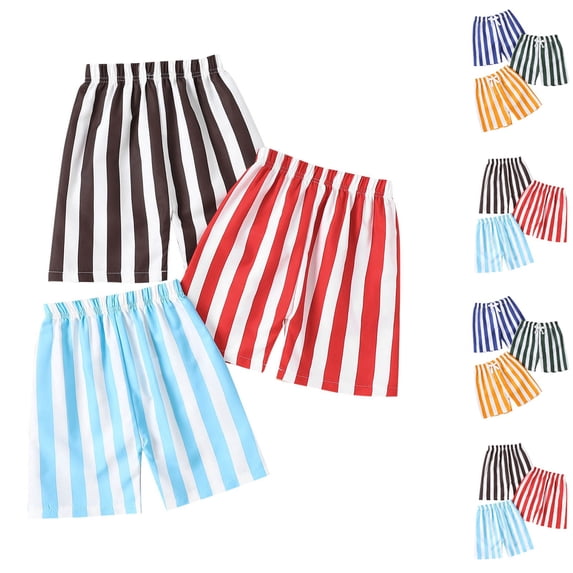 Jinhomg Boys Beach Shorts Cute Striped Print Summer Shorts Lightweight Comfy Elastic Waist Vacation Shorts Casual Holiday Short Pants Red 7 Years