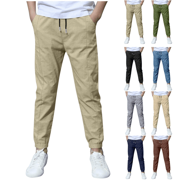 Jinhomg Boys Cargo Pants Fleece Lined Winter Warm Joggers Kids School Uniform Drawstring Casual Baggy Sweatpants with Pockets Black,5 Years