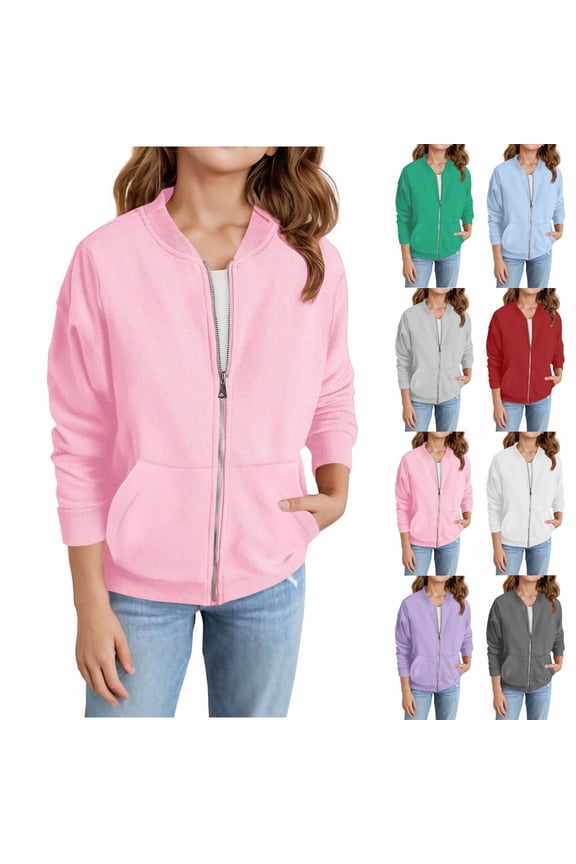 Boys Girls Bomber Jacket Zip Up Windbreaker Coats Kids Lightweight Flight Jacket Casual Outerwear with Pockets Blue 140