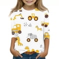 thumbnail image 1 of Jinhomg Boys Girls Graphic Shirts Toddler Kids Comfy 3/4 Sleeve Crew Neck Tunics Funny Cute Cartoon Graphic Spring Summer Tops Birthday Party Wear Seasonal Sale Multicolor 130, 1 of 4