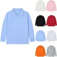 thumbnail image 1 of Jinhomg Boys Girls Long Sleeve Polo Shirt Casual Tennis Golf T-shirt Solid Color School Uniform Shirt Gray 5 Years, 1 of 4
