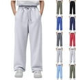 thumbnail image 1 of Jinhomg Boys Girls Sweatpants Kids Cotton Active Trousers Drawstring Pull On Athletic Pants with Pockets for School Sport Wine 170, 1 of 6