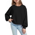 thumbnail image 1 of Jinhomg Boys Girls Trendy Solid Color Sweatshirts Fleece Long Sleeve Tshirts Fall Winter Warm Clothes Plus Size Black,12-13 Years, 1 of 7