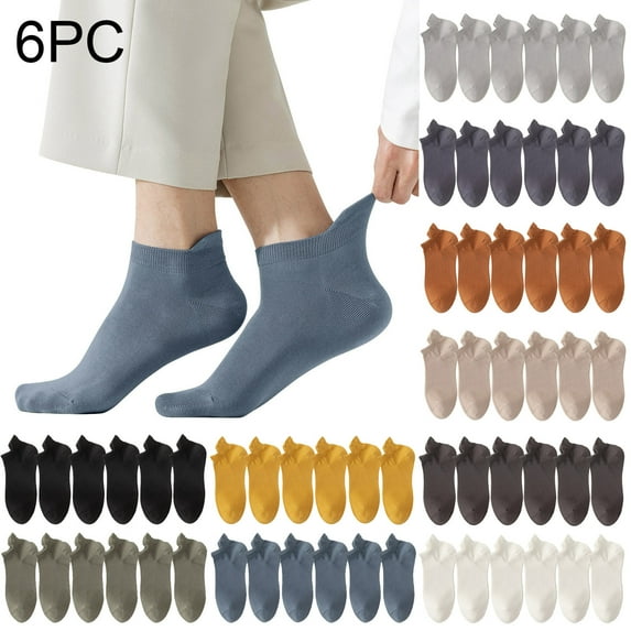 Jinhomg Breathable Socks for Men 6 Pcs Breathable Cotton Socks Lightweight Comfy Low Cut No Show Socks Daily Wear Sales Today Clearance White Free Size