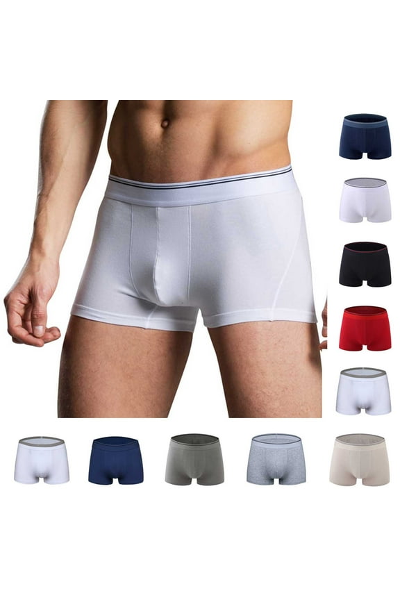 Briefs for Men Lightweight Breathable Cotton Underpants Casual Comfy Solid Elastic Waistband Underwear Boxers Daily Wear Deal of The Day Beige XXL