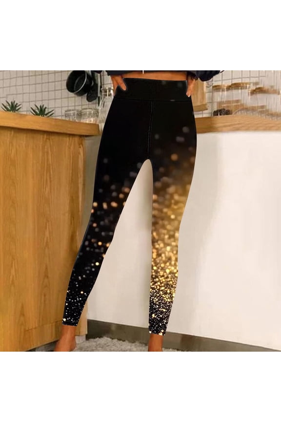 Buttery Soft Yoga Pants for Women Novelty Funny Sequin Print Leggings Lightweight Comfy Full Length High Waist Tights Holiday Party Pant 90 off Clearance Sale Multicolor L