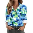 thumbnail image 1 of Jinhomg Button Down Shirts for Women Dressy Casual Floral Printed V-Neck Blouse Lightweight Comfy Long Sleeve Business Work Tops Fall Saving Multicolor XXL, 1 of 6