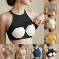 thumbnail image 1 of Jinhomg Cami Shirt for Women 2025 Trendy Halter Neck Tank Tops Casual Solid Sleeveless Crop Top Lightweight Summer Cotton Workout Yoga Camisole Blue S, 1 of 5