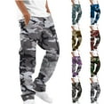 thumbnail image 1 of Jinhomg Cargo Pants for Men Casual Camo Print Thin Hiking Trouser Relaxed Fit Drawstring Work Pant Multi Pockets Fit Tactical Pants Gray,M, 1 of 7