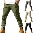 thumbnail image 1 of Jinhomg Cargo Pants for Men Casual Solid Multiple Pockets Outdoor Pants Lightweight Comfy Elastic Waist Tapered Work Pants Deal of The Day Black XXXL, 1 of 7