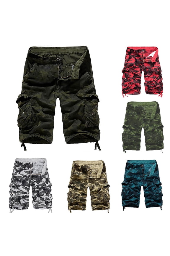 Cargo Shorts for Men 2025 Trendy Camouflage Outdoor Short Pants Big and Tall Comfortable Cotton High Waisted Workout Shorts with Multi Pockets Deal of The Day Clearance Green XL