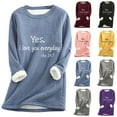 thumbnail image 1 of Jinhomg Casual Fleece Shirts for Women Cute Letter Print Crewneck Sweatshirts Winter Warm Thick Sherpa Lined Loungewear Tunic Tops Wine XL, 1 of 3