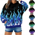 thumbnail image 1 of Jinhomg Casual Hoodies Pullover for Women and Men Flame Print Hooded Sweatshirt with Pocket Lightweight Drawstring Hoodie Green,S, 1 of 7