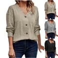 thumbnail image 1 of Jinhomg Casual Knitted Tops for Women Loose Fit Comfy Long Sleeve V-Neck Shirts Dressy Solid Work Office Blouse Lightweight Spring Pullovers Fall Saving Black L, 1 of 7