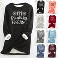 thumbnail image 1 of Jinhomg Casual Loose Pullovers for Women Fall Winter Warm Sherpa Lined Sweatshirt Funny Letter Print Long Sleeve Crewneck Loungewear Tops Seasonal Sale Gray S, 1 of 6