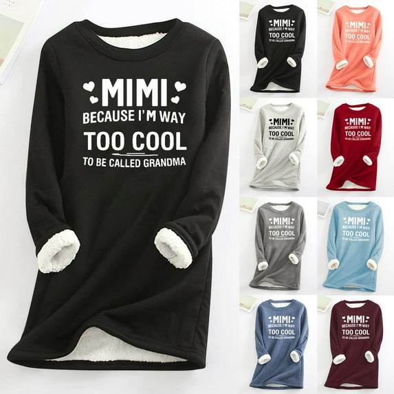 Jinhomg Casual Loose Pullovers for Women Fall Winter Warm Sherpa Lined Sweatshirt Funny Letter Print Long Sleeve Crewneck Loungewear Tops Orange M