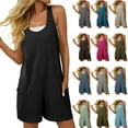 thumbnail image 1 of Jinhomg Casual Sleeveless Rompers for Women Loose Fit Racerback Athletic Jumpsuit Comfort Spaghetti Strap Scoop Neck Short Overall with Pockets Army Green M, 1 of 10