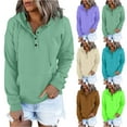 thumbnail image 1 of Jinhomg Casual Solid Sweatshirts for Women Comfy Long Sleeve Button Up Hoodies Lightweight Kangaroo Pocket Hooded Sweatshirt with Drawstring Gold XL, 1 of 6