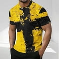 thumbnail image 1 of Jinhomg Casual Summer Shirts for Men Trendy British Flag Graphic Henley Shirt Breathable Comfy Short Sleeve Mesh Tops Quick Dry Workout Athletic Tees Yellow M, 1 of 5