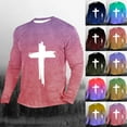 thumbnail image 1 of Jinhomg Casual T-Shirts for Men 2025 Trendy Gradient Color Cross Print Tees Big and Tall Comfy Long Sleeve Crew Neck Pullovers Daily Wear Prime Day 2025 Hot Pink XXL, 1 of 4