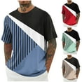 thumbnail image 1 of Jinhomg Casual Tee Shirts for Men 2025 Trendy Color Block Geometric Print T-Shirt Big and Tall Comfy Short Sleeve Crew Neck Tops Daily Wear Red XXXXXL, 1 of 6