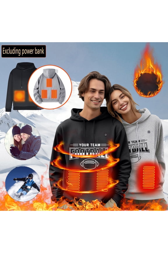 Christmas Heated Pullover for Women Xmas Comfy 5 Heated Zones Heating Hoodies Holiday Thermal Letter Print Sweatshirt Without Battery Black M