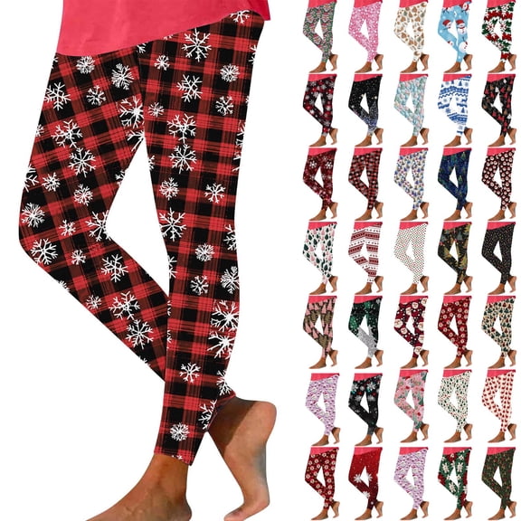 Jinhomg Christmas Leggings for Women High Waist Xmas Printed Tight Soft Stretch Running Workout Leggings Solid Color Tummy Control Yoga Pants Beige,XL