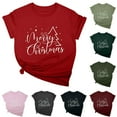 thumbnail image 1 of Jinhomg Christmas Tee Shirts for Women Funny Cute Letter Print Xmas T-Shirt Lightweight Comfy Short Sleeve Crew Neck Holiday Tops Daily Wear Green S, 1 of 6