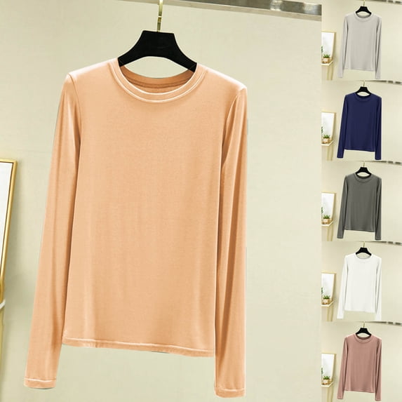 Jinhomg Cotton Blend T Shirts for Men Soft Comfy Long Sleeve Drop Shoulder Tops Dressy Casual Solid Crew Neck Pullovers Fall Lightweight Going Out Tees Khaki XL