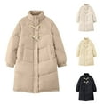 thumbnail image 1 of Jinhomg Cotton Coat for Women Oversized Mid Length Puffer Jacket Fall Winter Thermal Cozy Button Down Heavyweight Coats with Pockets 90 Percent off Clearance Beige L, 1 of 8