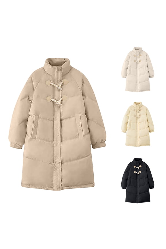Cotton Coat for Women Oversized Mid Length Puffer Jacket Fall Winter Thermal Cozy Button Down Heavyweight Coats with Pockets Sales Today Clearance Black M