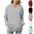 thumbnail image 1 of Jinhomg Cotton Hoodies for Women Dressy Casual Long Sleeve Solid Pullover Tops Oversized Soft Cozy Kangaroo Pocket Top Fall Winter Thermal Going Out Wear Fall Saving Wine S, 1 of 6