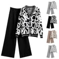 thumbnail image 1 of Jinhomg Cotton Knit Pajamas for Women 2 Piece Casual Comfy Lounge Sets Fall Long Sleeve V-neck Button Down Cardigans with Wide Leg Pant Winter Saving Black L, 1 of 9