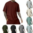 thumbnail image 1 of Jinhomg Cotton Knit Shirt for Men Lightweight Comfy Short Sleeve Crew Neck T-Shirts Big and Tall Casual Solid Spring Summer Tops Daily Wear Lightning Deals Black L, 1 of 7