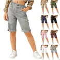 thumbnail image 1 of Jinhomg Cotton Linen Shorts for Girls Buttons Trim Straight Leg Shorts Rolled-Cuff Lightweight Casual Cropped Trousers with Pockets for 5-16Y, 1 of 6