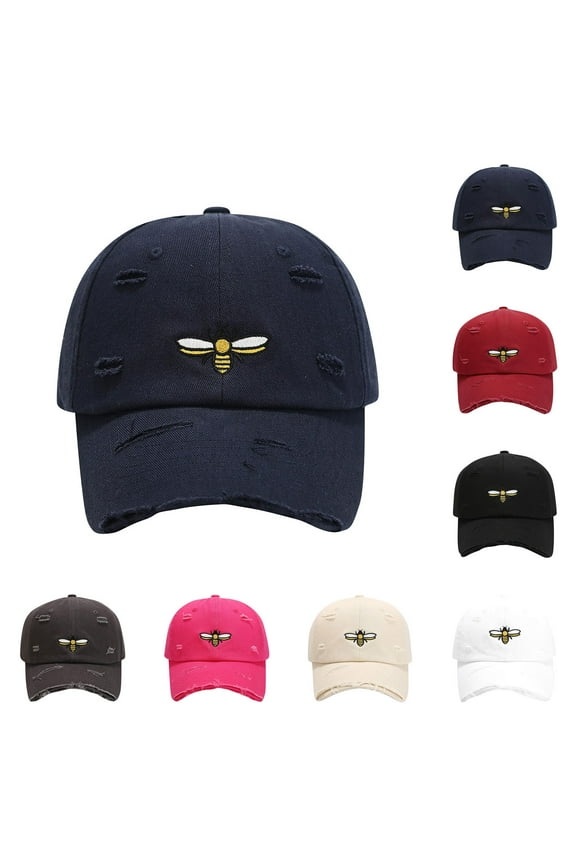 Cute Baseball Caps for Women 2025 Funny Bee Embroidered Holiday Hats Lightweight Adjustable Cotton Distressed Hat Insect Honey 2025 Saving Wine Free Size