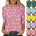thumbnail image 1 of Jinhomg Cute Easter Shirts for Women Fancy Bunny Rabbit Graphic Holiday Blouses Loose Fit Comfy 3/4 Sleeve Crew Neck Tunic Tops Ladies 2025 Gifts Holiday Saving Green XXL, 1 of 6