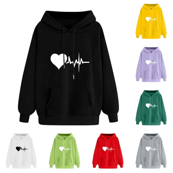 Jinhomg Cute Fall Sweatshirt for Women Trendy Dandelion Printed Hoodies Lightweight Comfy Long Sleeve Hooded Pullover Daily Wear Black S