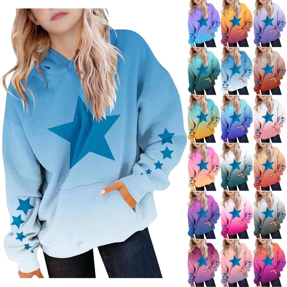 Jinhomg Cute Hoodies for Teen Girls Long Sleeve Pullover Star Graphic Hoodies Trendy Girls Sweatshirt Preppy Clothes Wine 120