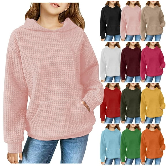 Jinhomg Cute Hoodies for Teen Girls Waffle Knit Hooded Long Sleeve Pullover Top Trendy Fall Fashion Sweatshirt Preppy Clothes Army Green 120