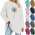 thumbnail image 1 of Jinhomg Dandelion Graphic Sweatshirt for Women Casual Loose Long Sleeve Pullover Tops Oversized Comfy Crew Neck Tees Summer Saving Hot Pink S, 1 of 4