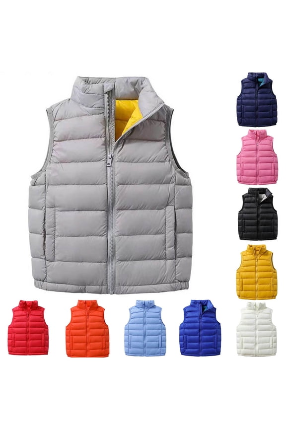 Down Puffer Vest for Boy Girls Sleeveless Lightweight Puffy Down Jacket Winter Warm Zipper Quilted Vest Outdoor Outerwear