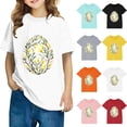 thumbnail image 1 of Jinhomg Easter T Shirts for Kids Cute Colored Eggs Floral Print Spring Tops Casual Comfy Short Sleeve Crew Neck Cotton Tees Boys Girls Holiday Gifts White 3 Years, 1 of 5