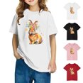 thumbnail image 1 of Jinhomg Easter Tops for Kid Cute Rabbit Graphic Holiday Shirts Boys Girls Soft Comfy Short Sleeve Cotton T-Shirts Casual Daily Wear Black 9 Years, 1 of 6