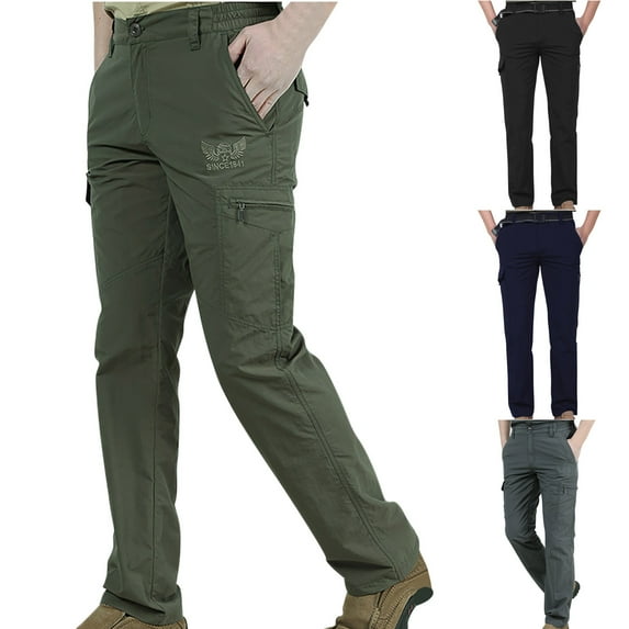 Jinhomg Elastic Waist Cargo Pants for Men Big and Tall Multi Pockets Work Pants Casual Comfy Solid Straight Outdoor Pants with Button Gray XXL