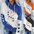 thumbnail image 1 of Jinhomg Fall Lightweight Comfy Sweatshirts for Women Cute Dog Paw Print Drawstring Hoodies Casual Comfy Long Sleeve Pullover Tops with Pocket Blue XL, 1 of 5
